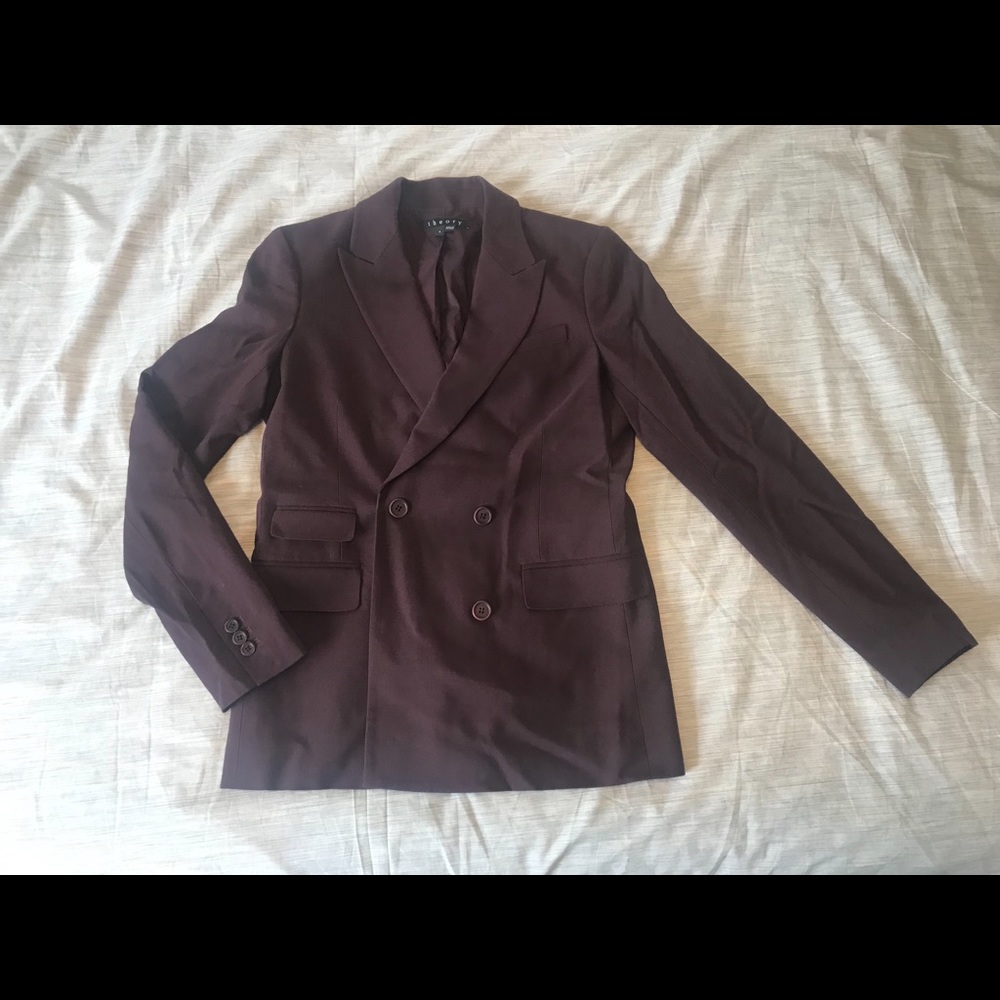 Theory Double Breasted Maroon Blazer (size 4)